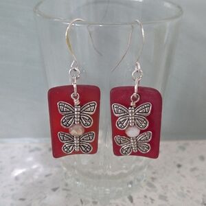 Elegant Red Butterfly Earrings